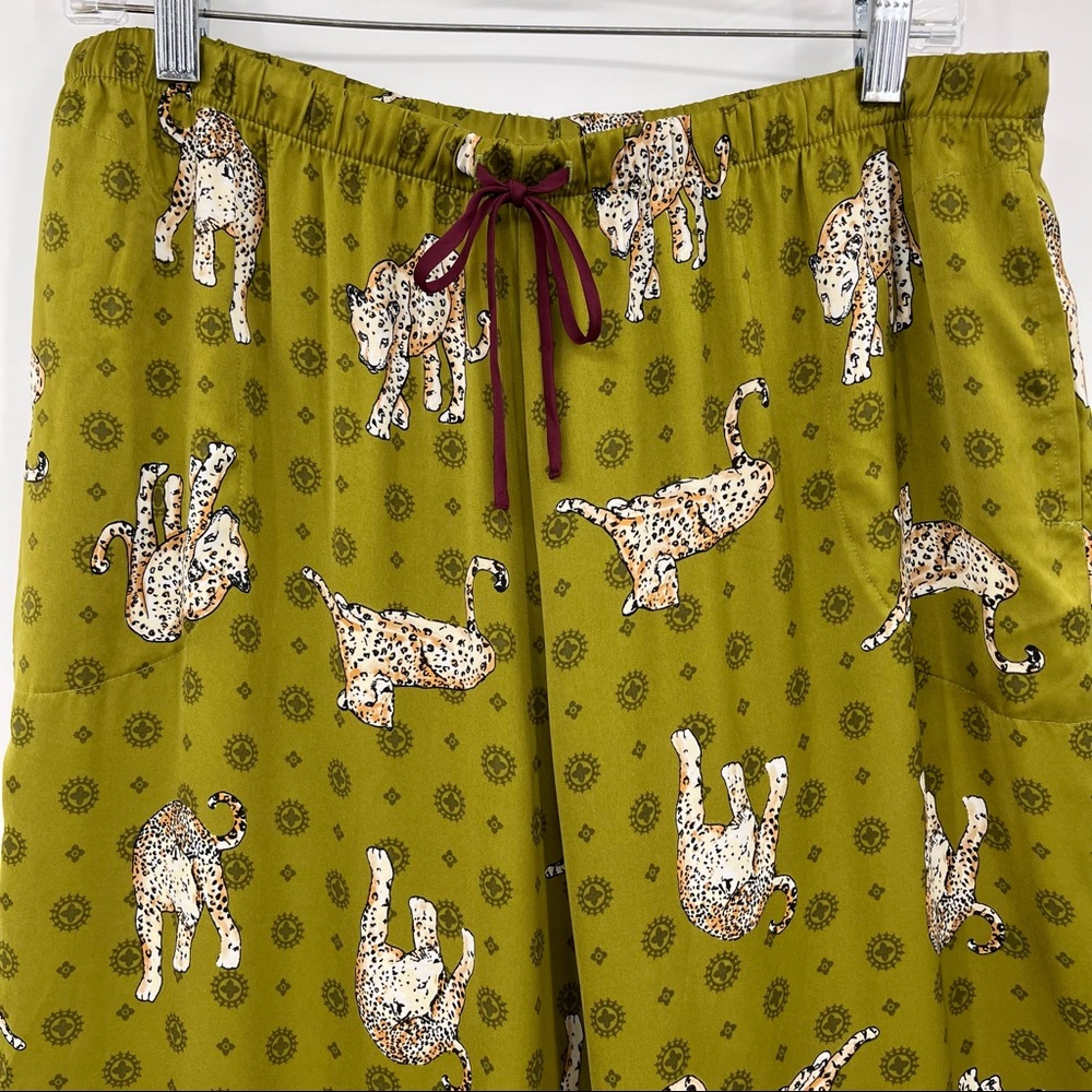 Room Service Olive Green Leopard Print Lounge Pajama Pants will also fit a med - Picture 5 of 7